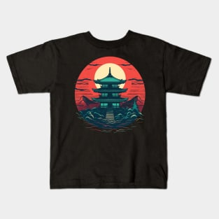 Retrowave Pagoda Dreams Kids T-Shirt